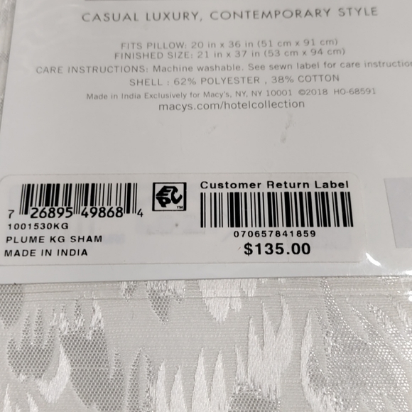 Hotel Collection Bedding Hotel Collection Plume King Sham White